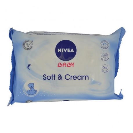 Nivea Baby, Soft & Cream, drėgnosios servetėlės vaikams, 63pc