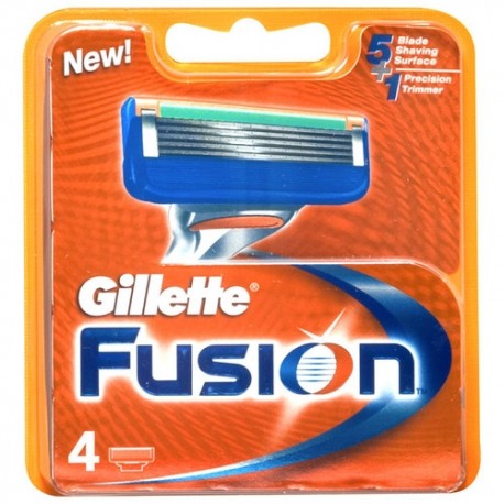 Gillette Fusion, skutimosi peiliukų galvutės vyrams, 4pc