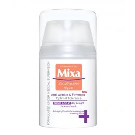 Mixa Optimal Tolerance, Anti-Wrinkle & Radiance Cream, dieninis kremas moterims, 50ml