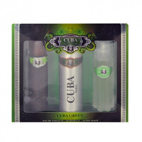 Cuba Green, rinkinys tualetinis vanduo vyrams, (EDT 100ml + 200ml dezodorantas + 100ml losjonas po