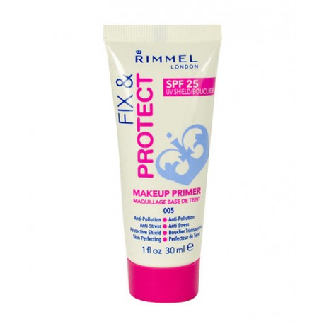 Rimmel London Fix & Protect, Makeup Primer SPF25, makiažo pagrindo bazė moterims, 30ml, (005)