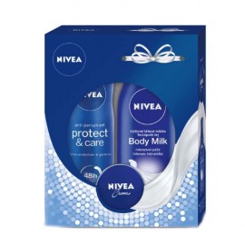 Nivea Body Milk, rinkinys kūno losjonas moterims, (250ml kūno pienelis Nourishing + 150ml Protect