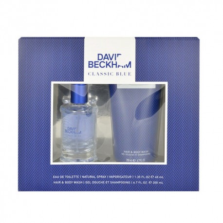 David Beckham Classic Blue, rinkinys tualetinis vanduo vyrams, (EDT 40ml + 200ml dušo želė)