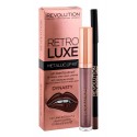 Makeup Revolution London Metallic Lip Kit, Retro Luxe, rinkinys lūpdažis moterims, (Liquid
