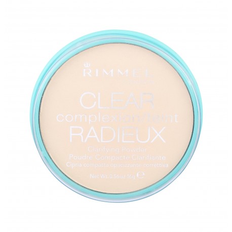 Rimmel London Clear Complexion, kompaktinė pudra moterims, 16g, (021 Transparent)