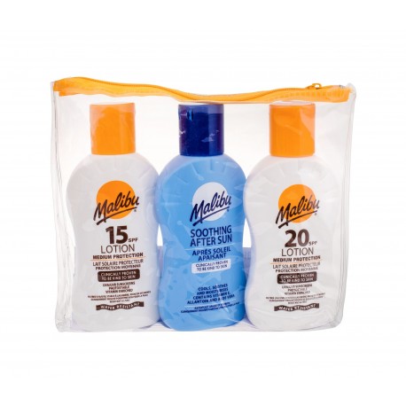 Malibu Lotion, rinkinys Sun kūno losjonas moterims ir vyrams, (Sunbathing Milk SPF20 100 ml +