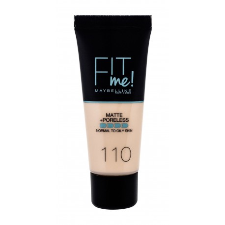 Maybelline Fit Me!, Matte + Poreless, makiažo pagrindas moterims, 30ml, (110 Porcelain)