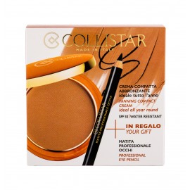 Collistar Tanning Compact Cream, rinkinys kompaktinė pudra moterims, (kremas kompaktinė pudra 9 g