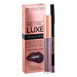 Makeup Revolution London Metallic Lip Kit, Retro Luxe, rinkinys lūpdažis moterims, (Liquid