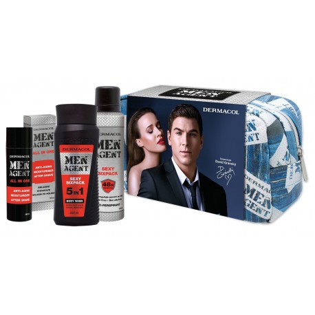 Dermacol Sexy Sixpack, Men Agent, rinkinys dušo želė vyrams, (dušo želė 5in1 250 ml + barzdos