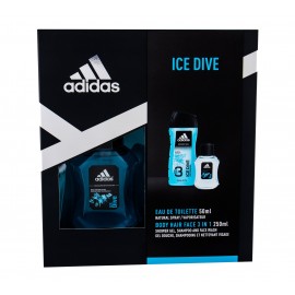 Adidas Ice Dive, rinkinys tualetinis vanduo vyrams, (EDT 50 ml + dušo želė 250 ml)