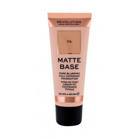 Makeup Revolution London Matte Base, makiažo pagrindas moterims, 28ml, (F6)