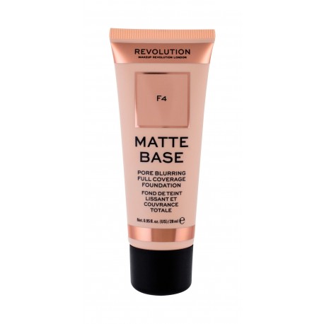 Makeup Revolution London Matte Base, makiažo pagrindas moterims, 28ml, (F4)