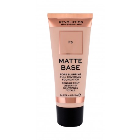 Makeup Revolution London Matte Base, makiažo pagrindas moterims, 28ml, (F3)