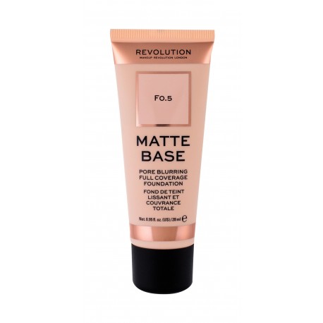 Makeup Revolution London Matte Base, makiažo pagrindas moterims, 28ml, (F0,5)