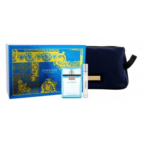 Versace Man Eau Fraiche, rinkinys tualetinis vanduo vyrams, (EDT 100 ml + EDT 10 ml + kosmetika