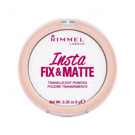 Rimmel London Insta, Fix & Matte, kompaktinė pudra moterims, 8g, (001 Translucent)