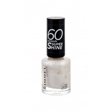 Rimmel London 60 Seconds, Super Shine, nagų lakas moterims, 8ml, (730 Silver Bullet)