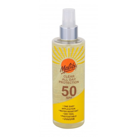 Malibu Clear All Day Protection, Sun kūno losjonas moterims ir vyrams, 250ml