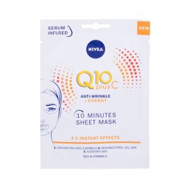 Nivea Q10 Plus C, 10 Minutes Sheet Mask, veido kaukė moterims, 1pc