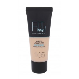 Maybelline Fit Me!, Matte + Poreless, makiažo pagrindas moterims, 30ml, (105 Natural Ivory)