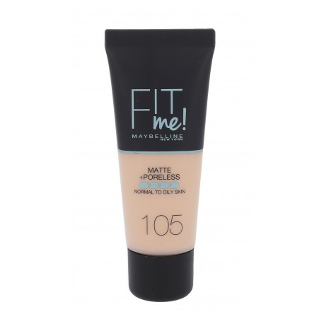 Maybelline Fit Me!, Matte + Poreless, makiažo pagrindas moterims, 30ml, (105 Natural Ivory)