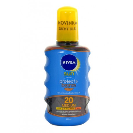 Nivea Sun, Protect & Bronze Oil Spray, Sun kūno losjonas moterims ir vyrams, 200ml