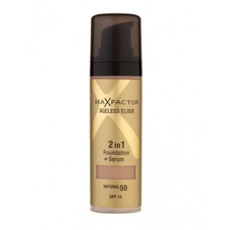 Max Factor Ageless Elixir, 2in1 Foundation + Serum, makiažo pagrindas moterims, 30ml, (50 Natural)